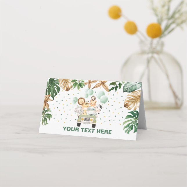 Carte De Placement Tropical Jungle Safari Animaux Étiquette alimentai (Devant)