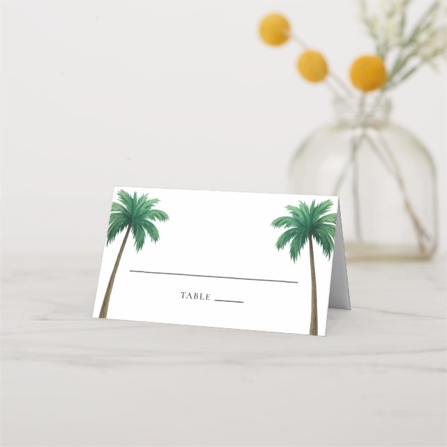 Carte De Placement Tropical Palm Trees Minimal Beach Wedding (Devant)