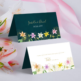 Carte De Placement Tropical Summer Turquoise Floral Mariage plié