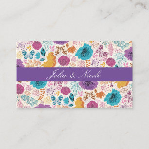 Carte De Placement Turquoise Purple Jaune Fleurs de prairie de printe