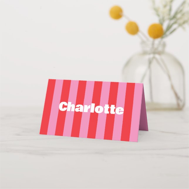 Carte De Placement Typographie audacieuse, mariage rose et rouge (Devant)