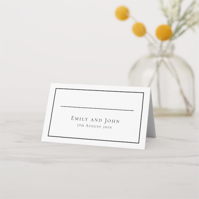 Carte De Placement Typographie noire simple et frontière (Devant)
