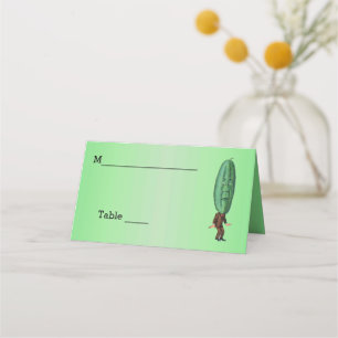 Carte De Placement Un homme amusant à la tête de pilon vert en Brown 