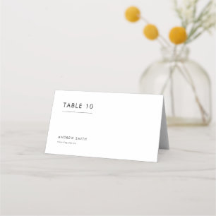 Carte De Placement Unique simple Mariage de choix de repas noir et bl
