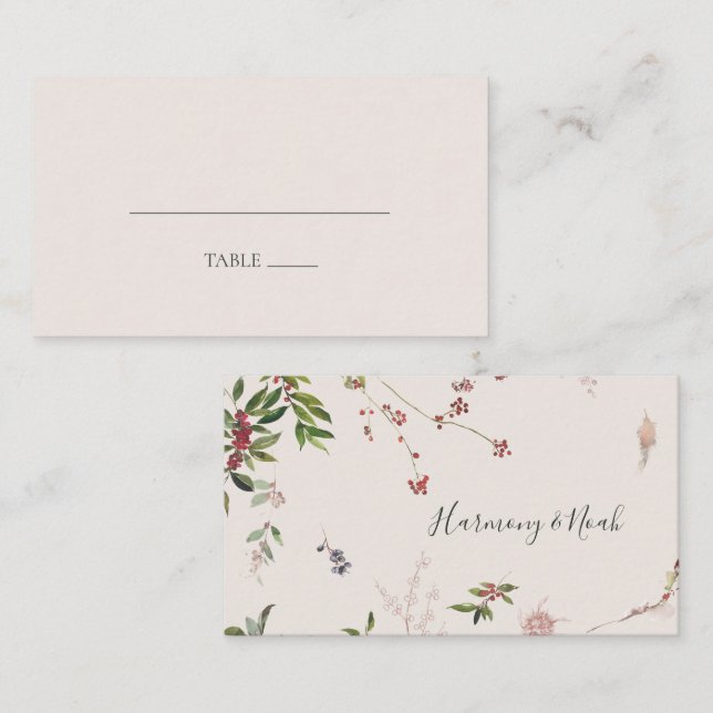Carte De Placement Vacances Chic Botanique | Mariage plat Champagne (Devant / Derrière)
