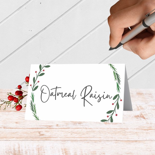 Carte De Placement Vacances Garland Folding Food, Drink or Place Card (Simple Modern Holiday Folding Label Cards for Food and Drink Labels, Place Cards, Contests and More)