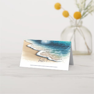 Carte De Placement Vagues de l'océan qui se brisent sur la plage côti