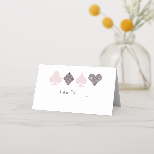 Carte De Placement Vegas Faux Parties scintillant d'argent et carte b (Devant)