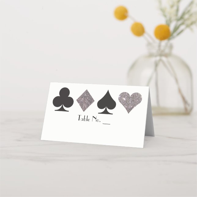 Carte De Placement Vegas Silver Faux Parties scintillant Place Card w (Devant)