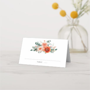 Carte De Placement Verona Sunset Bright Orange Moderne Mariage Floral