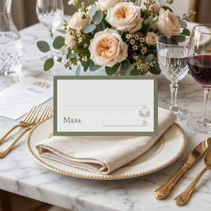 Carte De Placement Verre à vin espagnol floral vert Mariage Mesa
