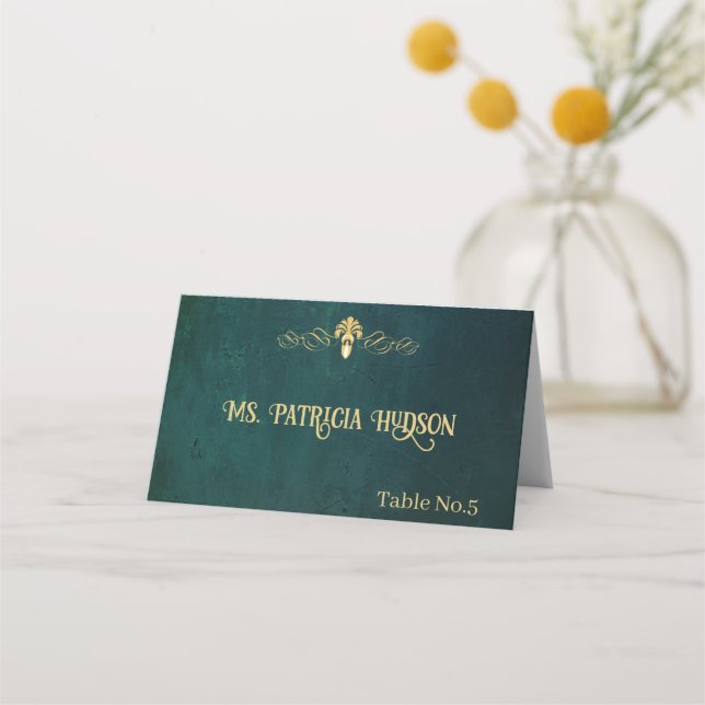 Carte De Placement Vert foncé vintage (Devant)