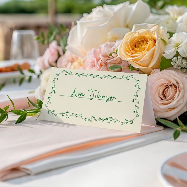 Carte De Placement Vert Méditerranée Mariage manuscrit (Créateur téléchargé)