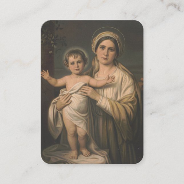 Carte De Placement Vierge Marie Jésus Mère catholique Prière de l'enf (Devant)