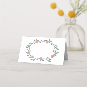 Carte De Placement Vins Floraux Wreath Chic Elegant Rose Green