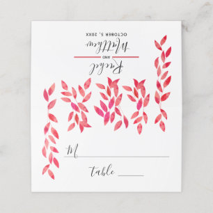 Carte De Placement Vins roses chauds et Mariage de feuillage