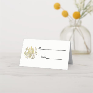 Carte De Placement Vintage Art Déco Gold Plume Arabesque