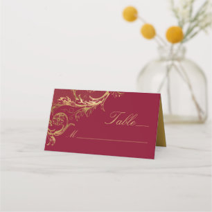 Carte De Placement Vintage Bourgogne Gold Floral Mariage damassé