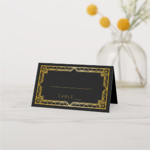 Carte De Placement Vintage élégant Art Déco Black Gold Mariage