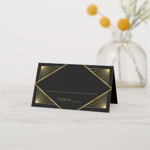 Carte De Placement Vintage Elegant Art Déco Black Gold Mariage