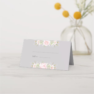 Carte De Placement Vintage Élégant Floral Pink Gris N'importe quel pa