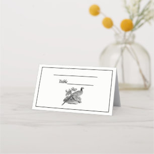 Carte De Placement Vintage faisan Jeu Oiseau Dessin BW