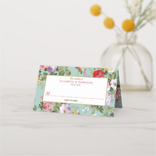 Carte De Placement Vintage Jardin Floral Mariage botanique