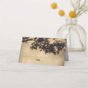 Carte De Placement Vintage Rustic Country Tree Lights Mariage