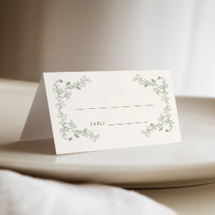 Carte De Placement Vintage Rustique  Sage Floral Frame Mariage