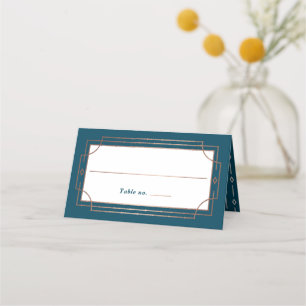 Carte De Placement Vintage simple Turquoise Rose foncé Mariage d'huil