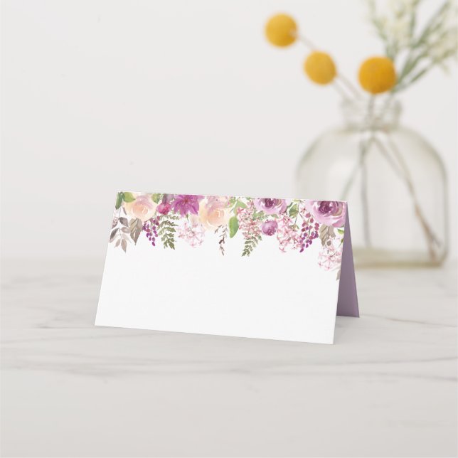 Carte De Placement Violet Lilac Fleurs Mariage Plié Carte Place (Devant)