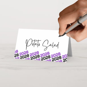 Carte De Placement Violet Noir Classe d'année de fin d'études Pliage 