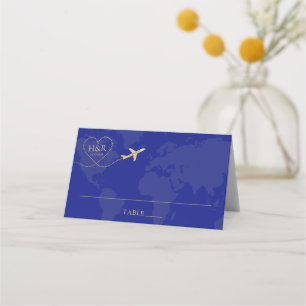 Carte De Placement Voyage thème Mariage Logo Carte bleue