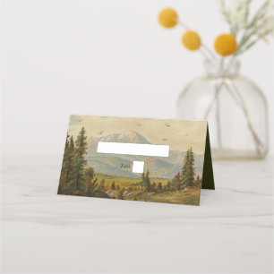 Carte De Placement Watercolor Pine Tree Forest Mounts Mariage