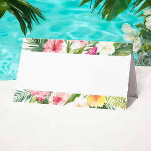 Carte De Placement Watercolor Summer Tropical Party Folded Place Card