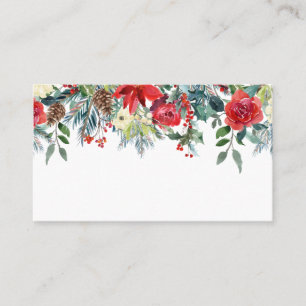 Carte De Placement Watercolor Winter Blooms Garland Mariage botanique