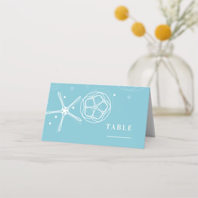 Carte De Placement White Pearl Starfish Elégant Mariage plage (Devant)