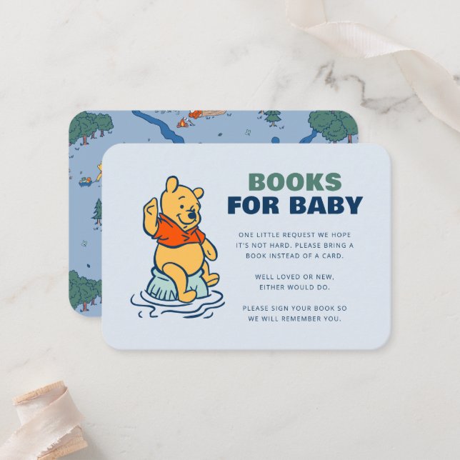 Carte De Placement Winnie les livres d'or pour le Baby shower (Devant/Arrière en situation)