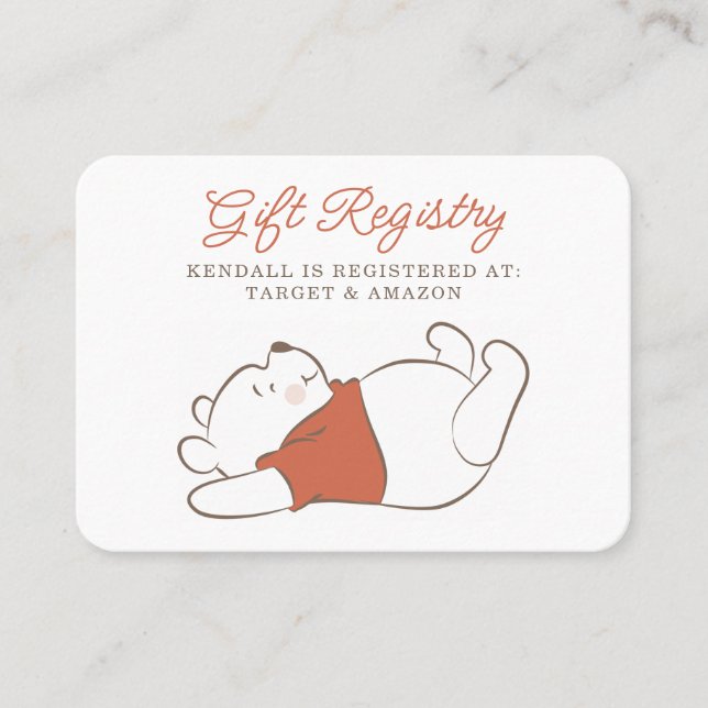 Carte De Placement Winnie L'Ourson sur la lune Registre Cadeaux (Devant)