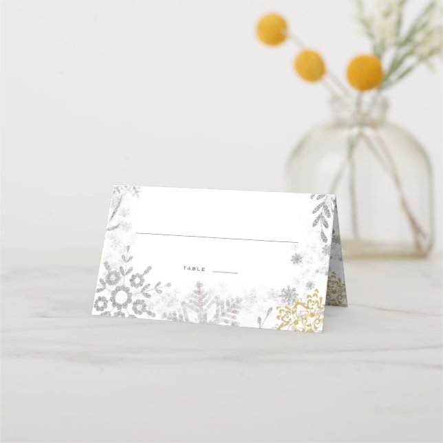 Carte De Placement Winter Wonderland Silver Gold Place Card (Devant)