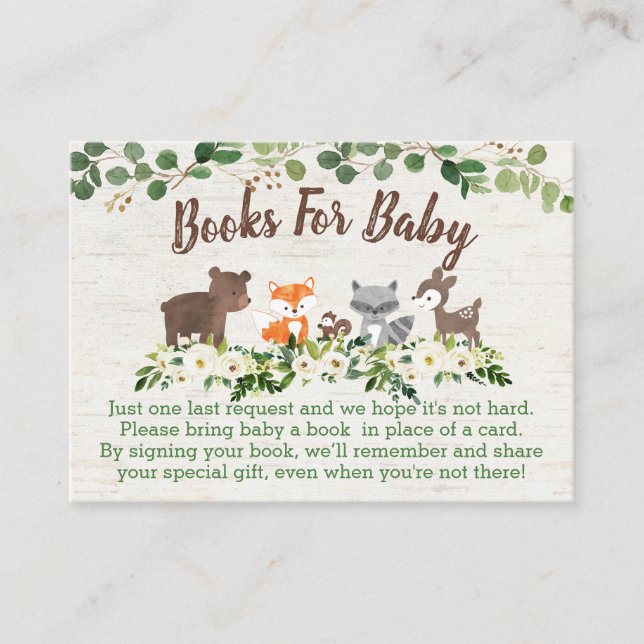 Carte De Placement Woodland Animal Floral Babal Livre de demande Cart (Devant)