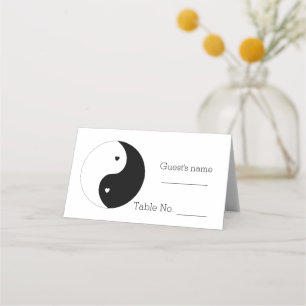 Carte De Placement Yin Yang Mariage Design Coeurs Noir Et Blanc
