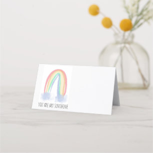 Carte De Placement You are my sunshine watercolor painted rainbow