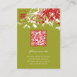 Carte De Placement Zen Bamboo Feuille double bonheur Mariage chinois