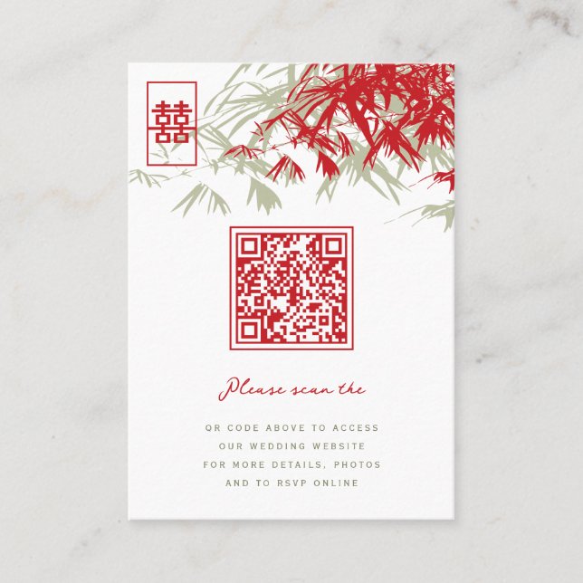 Carte De Placement Zen Bamboo Feuille double bonheur Mariage chinois (Devant)