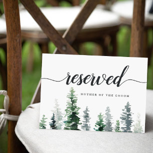 Carte de places réservées pour mariage à Timber Gr