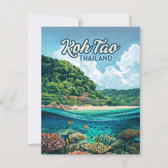 Carte de plage Koh Tao Thaïlande Asie Plongée sous (Devant)