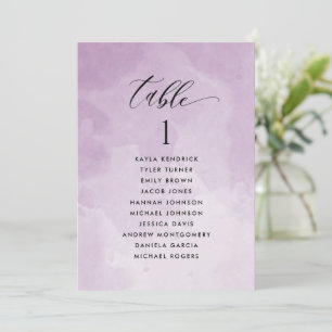 Carte de plan d'assise en aquarelle violette avec