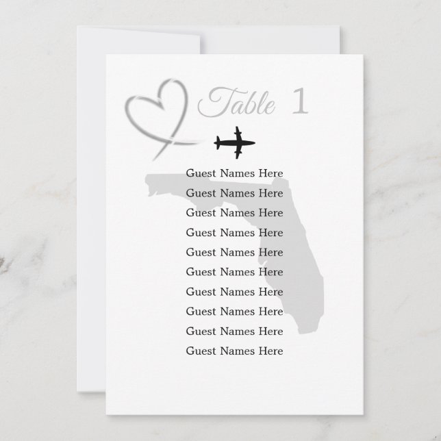 Carte de plan de mariage de destination Floride (Devant)