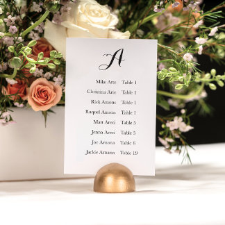 Carte de plan de table calligraphique minimaliste